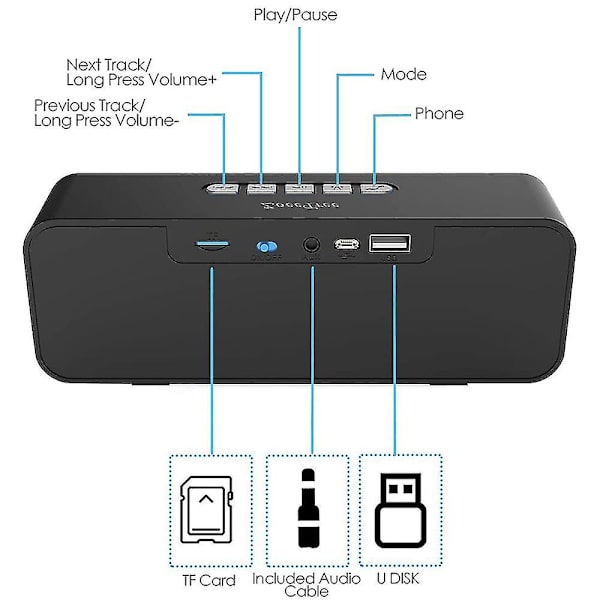 Bluetooth-kaiutin, kannettava langaton ulkokaiutin (hopeaharmaa)