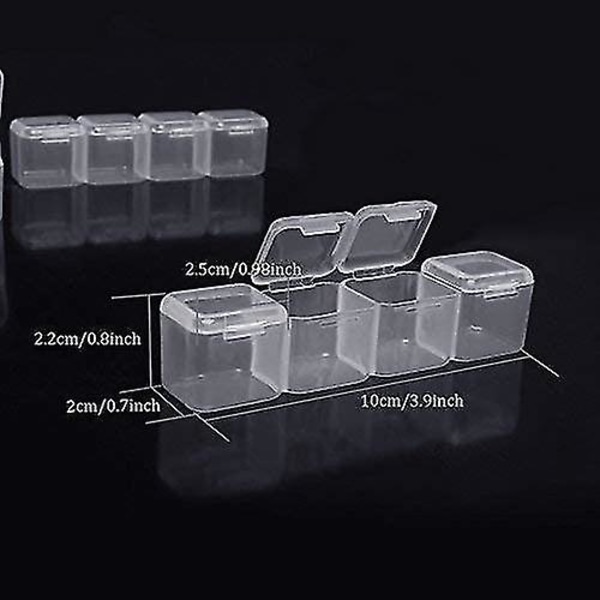 Diamond Stick Box 3st vardera genomskinlig förvaringsbox med 28 minifack rutnät, 5d diamant