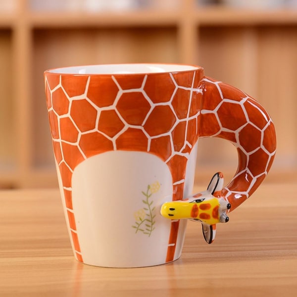 3D Håndmalet Sød Dyr Keramik Kaffe Kop (Giraf)
