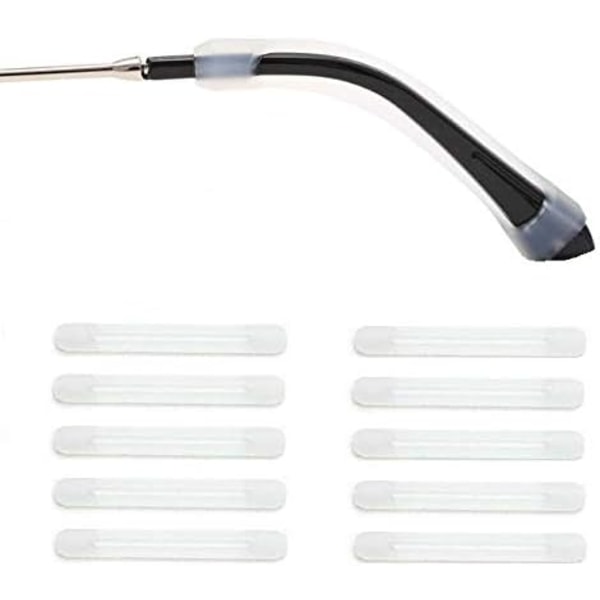 5 par genomskinliga silikonglasögon Tempelspetsar ärmhållare, passar för glasögon, solglasögon, läsglasögon