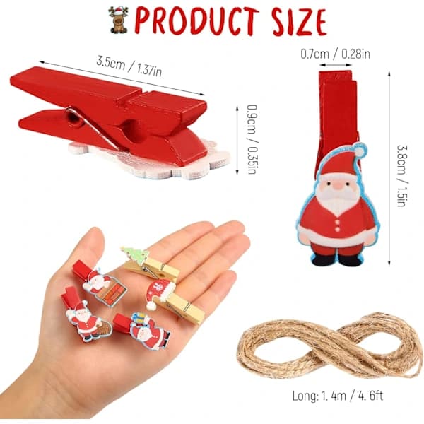 30 stk. juletreklips, mini klesklyper julepynt