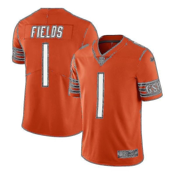 Nfl Fotballdrakt Chicago Bears Jersey Topp Kortermet T-skjorte 1# Fields Orange Brodert Trikot