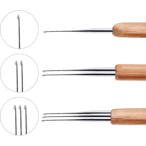 Paket med bambu-dreadlockkrokar 0,75 mm Dreadlockkrokar
