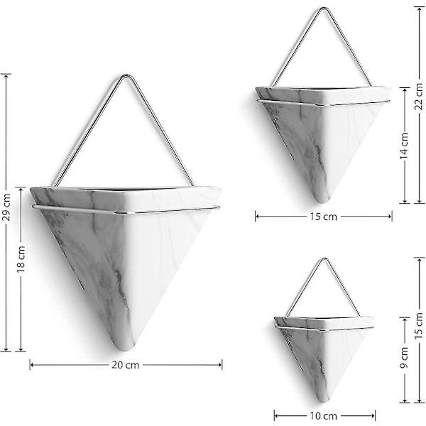 10cm Hängande Planter. 2-pack Keramiska Geometriska Väggplanter Växtställ Behållare Med Krokar För Inomhus Utomhus Väggdekor. För