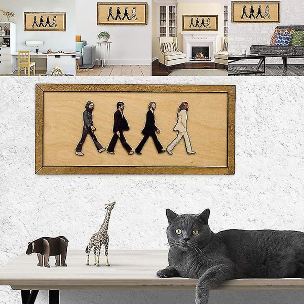 100 % ny opgraderet The Beatles-indrammet Abbey Road-portræt - Laser Cut 3d Wall Art On Baltic Birch