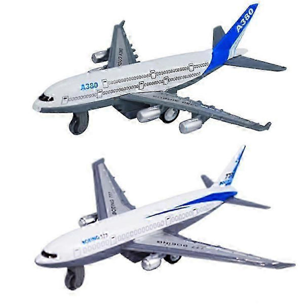 2 stk. børns simulations pull back legeringsfly legetøj Boeing 777 passagerfly model flymodel farveboks børnegave