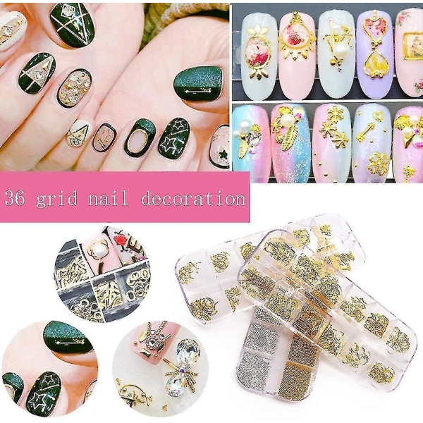 3d Nails Art Metal Charms Studs Jewels Decals Decorations Accessories Gold Nail Beads Star Moon Z652