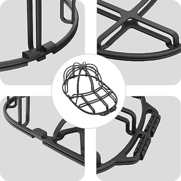 Hatunpesukoneet, 1 pakkaus Baseball Hat Cleaners Cap Washer, sopii aikuisille/lapsille Hat Washer Frame Cage, Hat Protector Racks pesukoneeseen, musta