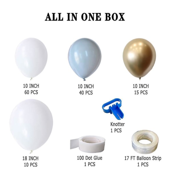 Hvid og grå ballonkransbuesæt, tilbehør til ballonsæt til festindretning, mat hvid