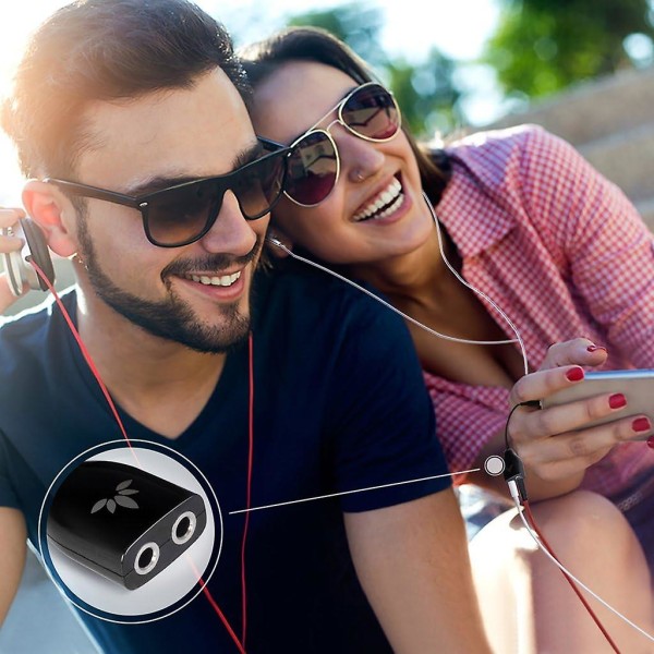 Tr302 Dobbel hodetelefonsplitter, 3,5 mm Aux Audio Stereo Adapter Øretelefonuttak, kompatibel med Iphone Samsung Smartphones Mp3-spiller