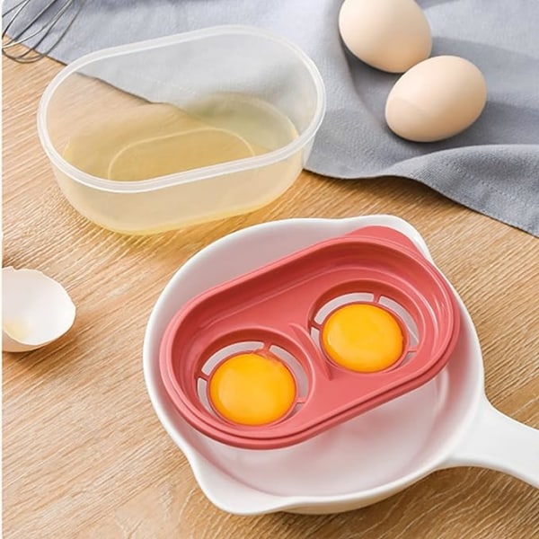 Æggeskiller med opbevaringsskål, fødevaregodkendt plast æggehvide separator Æggedeler Æggeudtrækker Æggeblommefilter Æggesi (rød)