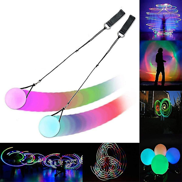 Noctilucent Poi LED Flerfarget Lys Poi Med Firetoys Bag