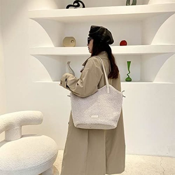 Kvinnors stora fleece sherpa tote väska teddy plysch fluffig pälsväska stor päls fuzzy mode handväskor för kvinnor flickor väska