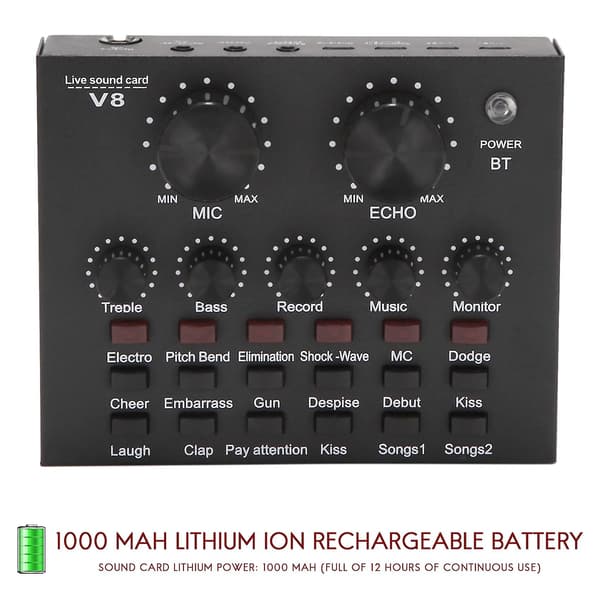 V8 Lydkort Audio Sæt Interface Ekstern Usb Live Mikrofon Lydkort Bluetooth Funktion Til Co
