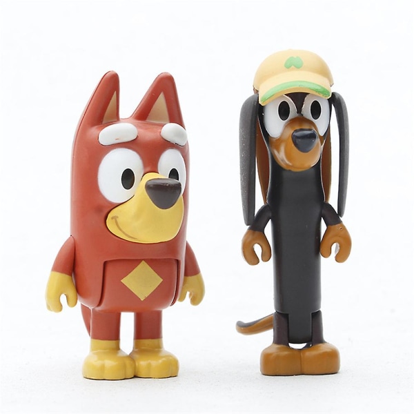 8 st/set Bluey Leksak Bluey Och Vänner Figurer Leksaker Gåvor Tårta Topper Dekoration