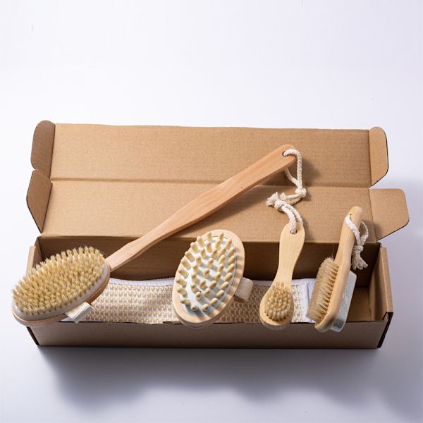 Badborste Set Kroppsborste Duschborste Torrborste Spa Set