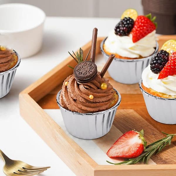 50 stk. aluminiumsfolie cupcakeforme engangs muffinforme bageforme aluminium cupcake tip pande rame