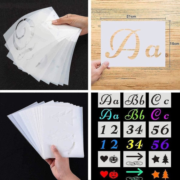 40 Pieces Stencils Letters For Painting On Wood, 80 Craft Stencil Templates, Reusable Plastic Alphabet Templates With Nu