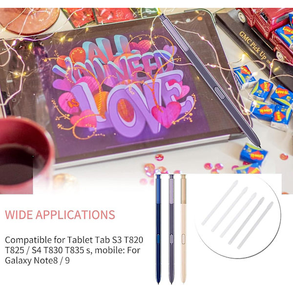 Stylus-kynän kärjet, stylus S Pen -kynän kärjet -kynän täyttötyökalusarja Tablet Tab S3 T820 T825/s4 T830 T835 S Galaxy Note8/9 Tab S3/4 (valkoinen)