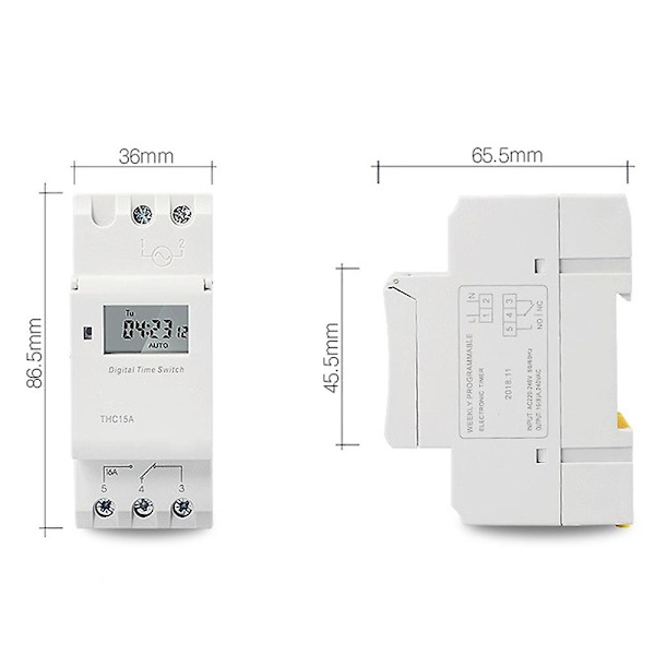Elektronisk ugentlig 7 programmerbar digital industriel tidskontakt relæ timer kontrol Ac 220v 16a Din