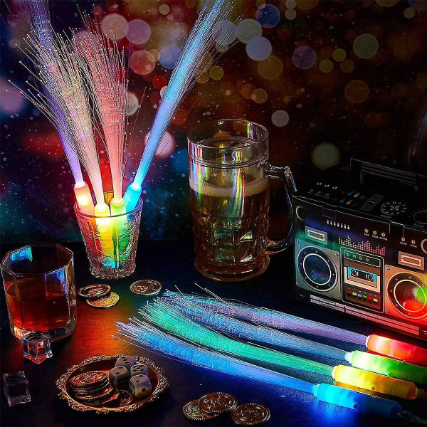 24 stk. Glow Fiber Wands Sticks Led Light Wand Fiber Optic Wands Blinkende Sticks Til Fest Bryllup H