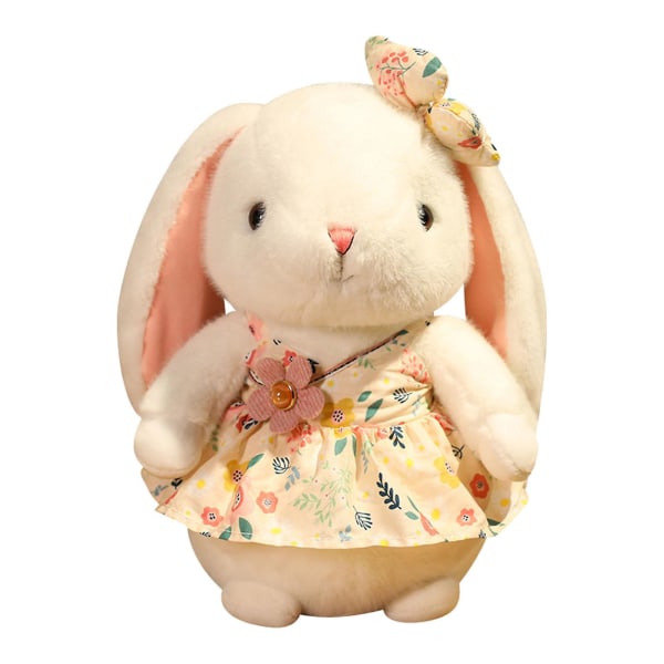 Bunny Plyschleksak Mjukt Bekvämt Plyschtyg Full Fyllning Pp Bomull Vit Bunny Doll Med Blommig kjol Gul 30cm/11.8in Yellow 30cm