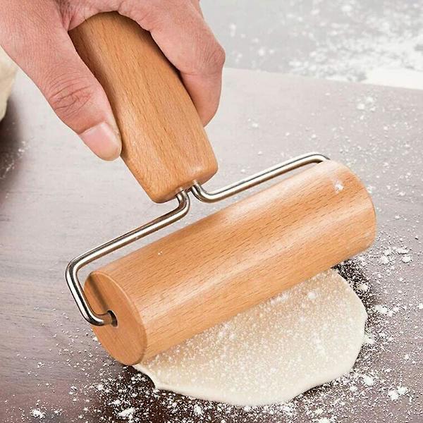 Pin Pizza Rulle, Form Pin Rulle Rulle Med Metal Aksel Fremstillet Af Bøgetræ Til Bagning, Pizza, Bagetilbehør
