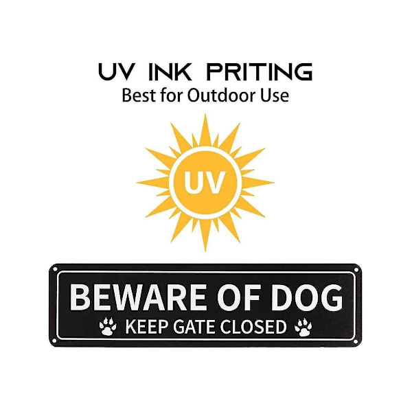 2-pack Varningsskylt för hund, 12 x 3 tum rostfritt .040 aluminiumskylt, reflekterande, blekningsbeständig, UV-skyddad