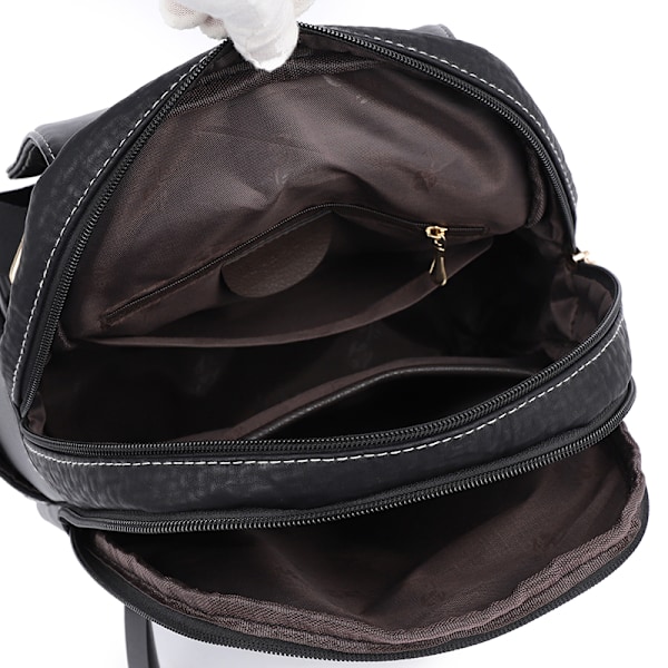 Högkvalitativ läderryggsäck för kvinnor, stor kapacitet, skolväska, resväskor Black Backpack 33X16X47CM 1377