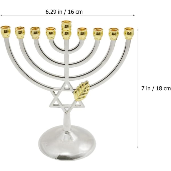 Traditionel klassisk Hanukkah Menorah 9-gren lysestage lysestager Metalhåndværk til nytårsfestival Hjemdekoration