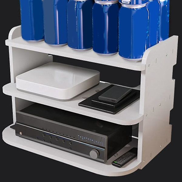 Veggmontert TV-boks-hylle, ruterhylle, dekoderbrakett, holder, PC-DVD-spillerstativ, hylle, aluminium, lag S