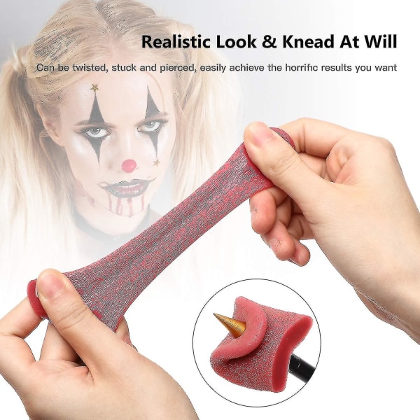 2 stykker realistisk falsk tunge stretchy falsk tungetriks kunstig tungeprop Fryktelig realistisk tunge Halloween