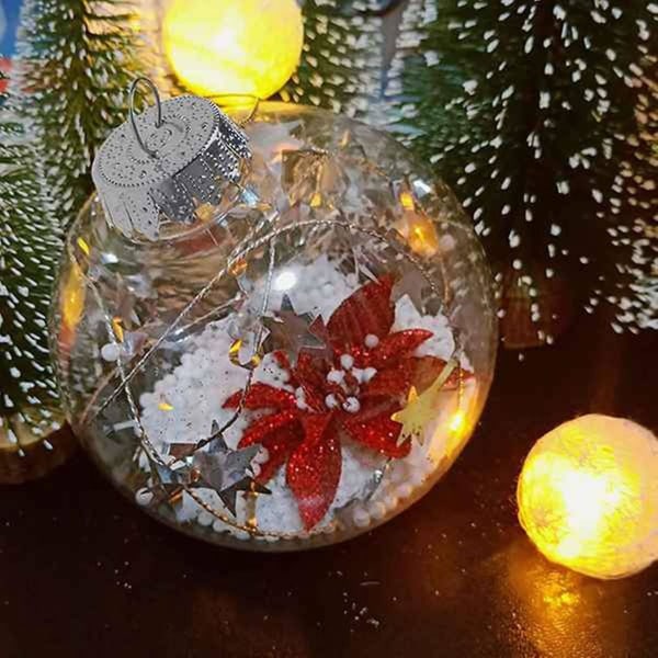 15 stk Runde klare julekugler, der kan fyldes gør-det-selv juletræskugler lavet af plastik julekugle