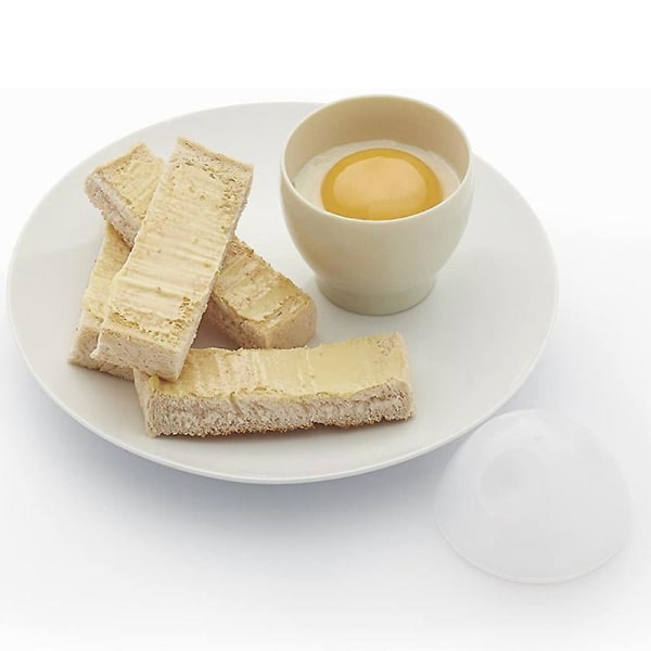 Dampet eggkopp kompatibel mikrobølgeovn, frokost kokt eggkopp, 2 stykker