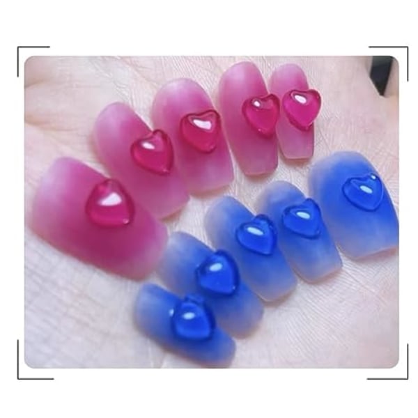 200 stk Clear Heart Nail Art Charms, 3D Mixed Size Love Hearts Rhinestones Flat Jelly Resin Krystallsmykker Diamanter for Akryl Nail Supplies, Kvinner