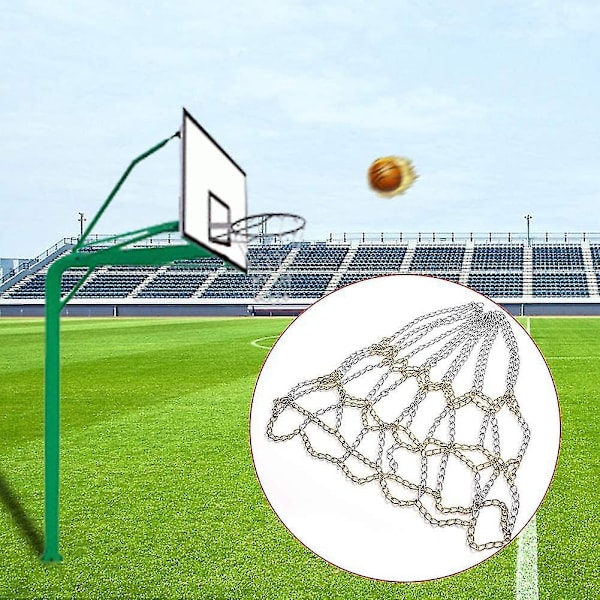 Dhrs Metallkedja Basketbollnät Ersättning för Utomhus Inomhus Standard Fälg 12 Krokar Stål