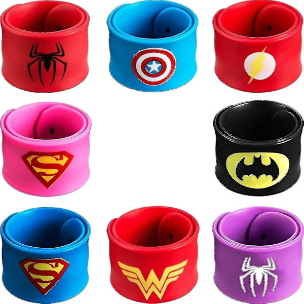 10 st färgglada knäppband för barn, superhjälte-slapband i silikon, armband för festpåsar, sl
