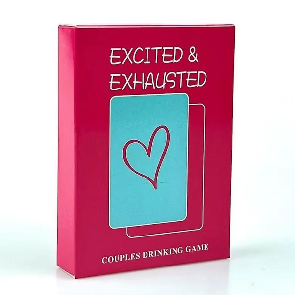 Engelsk version av Excited & Exhausted Couple Lover Drinking English Board Game Card