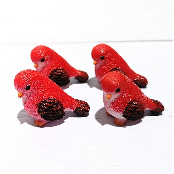 Mini Bird Miniatyyrihahmo 4/8 kpl Pienet Linnut Mallihahmo Mikromaisema Koti Koriste Miniatyyri DIY Käsityö Puutarha Deko (4 kpl punainen)
