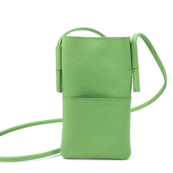 Ny tilpasset ægte læder mobiltelefon taske skulder taske med justerbar rem til iPhone med lomme slot SJB238 light green