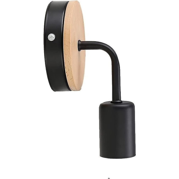 Belysning Nordisk Loft Moderne Samtidige E27 Led Væglampe Massivt Træ & Smedejern (sort)