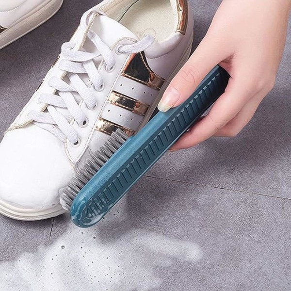 Skrubbebørste Husholdningsvaskebørste Skrubebørste til sko Tøj Sneaker Bærbar blød plastikrengøring Vaskebørste med behageligt greb (blå)