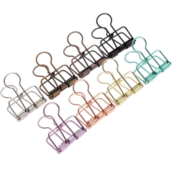 8 stk. Wire Binder Clips Bulldog Metallklips Hengselklips Papirklemmer Metall Fold Back Clips for Kontor Skoleutstyr (Middels Størrelse)