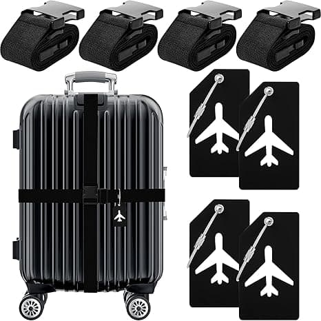 4-pack resväskor remmar set justerbara resväskor bälten silikon resväskor taggar rese resväskor taggar med namn ID-kort för resväskor resväskor resetillbehör