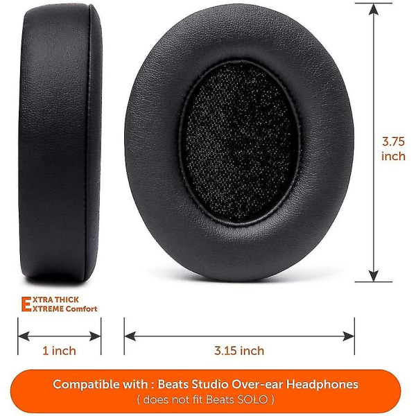 Ersättnings öronkuddar för Beats Studio 2 & 3 (b0501, B0501) Trådbunden och trådlös | Mjukare läder, lyxigt Memory Foam | Förbättrad Noi