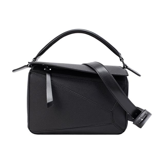 Kvinnors Box Design Tote Bag Axelväska Grå Vit Svart Negro