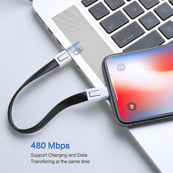 3-i-1 Mini Nyckelring Laddare USB-kabel Micro USB Typ C Lightning-kabel