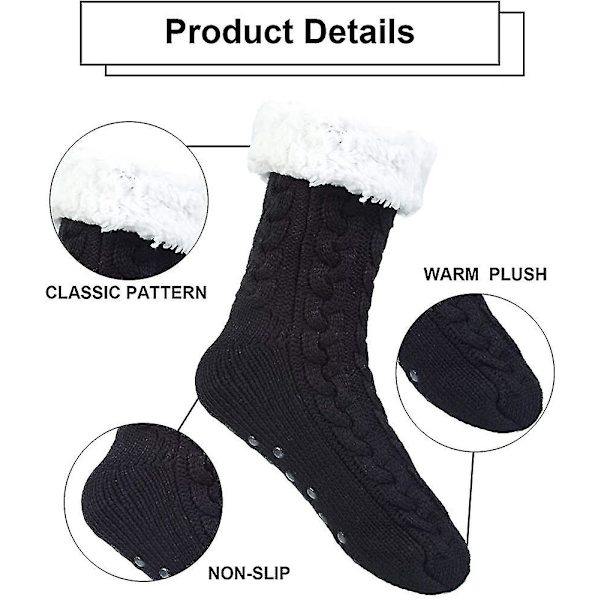 2 par tofflor fluffiga strumpor för kvinnor varma luddiga casual stickade strumpor sängtofflor halkfria present till dam