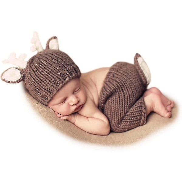 Baby Photo Shoot Kostymer Sett Dyr Deh Hat & Bukser, Deer