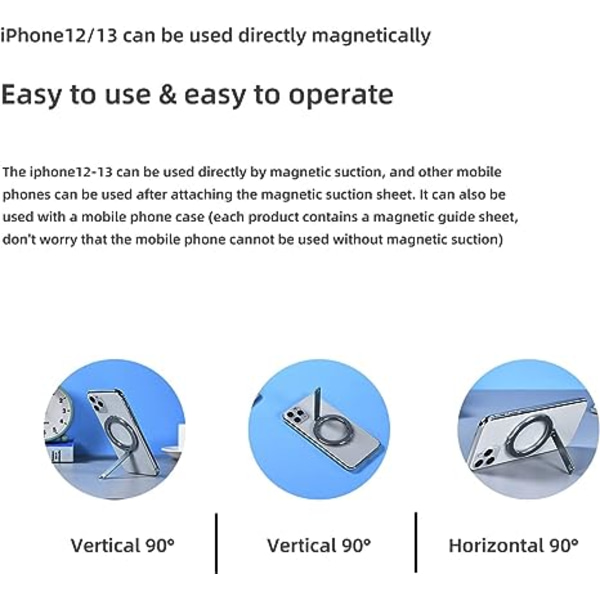 Passar till iPhone12/13 Magnetisk Telefonhållare Multifunktionell Skrivbordsställ Fällbar Bärbar (Grå)